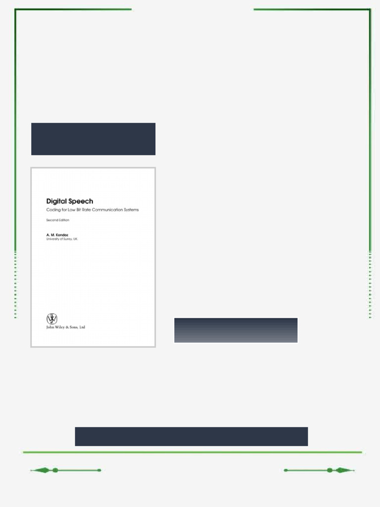 Digital Speech Coding for Low Bit Rate Communication Systems 2nd ...