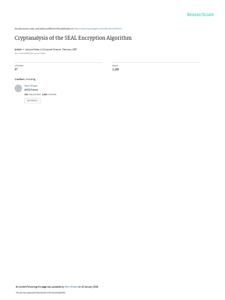 SEAL Encryption Algorithm Cryptanalysis | PDF | Bias Of An Estimator ...