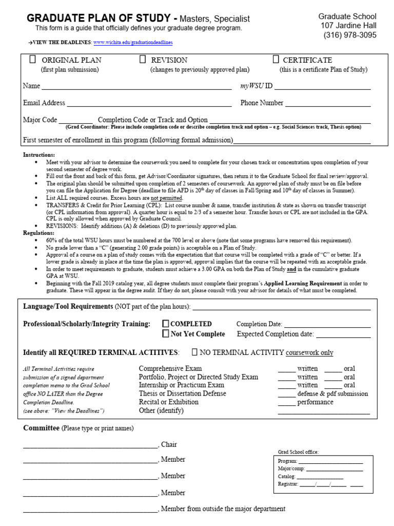 Graduate Study Plan Submission Guide | PDF | Thesis | Academia