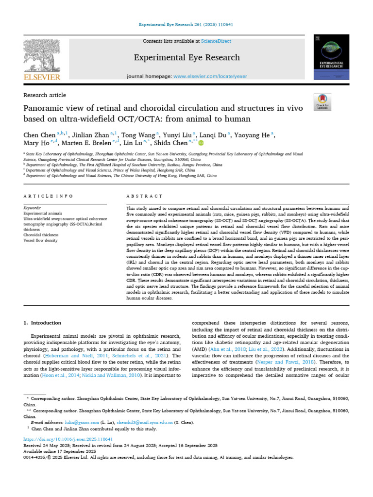 Panoramic View of Retinal and Choroidal Circulation and Structures in ...