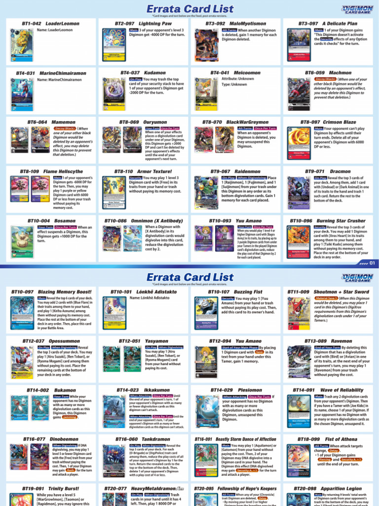 Errata Card List | PDF