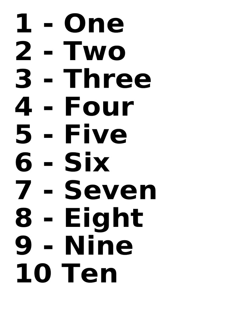 Number List from One to Hundred | PDF