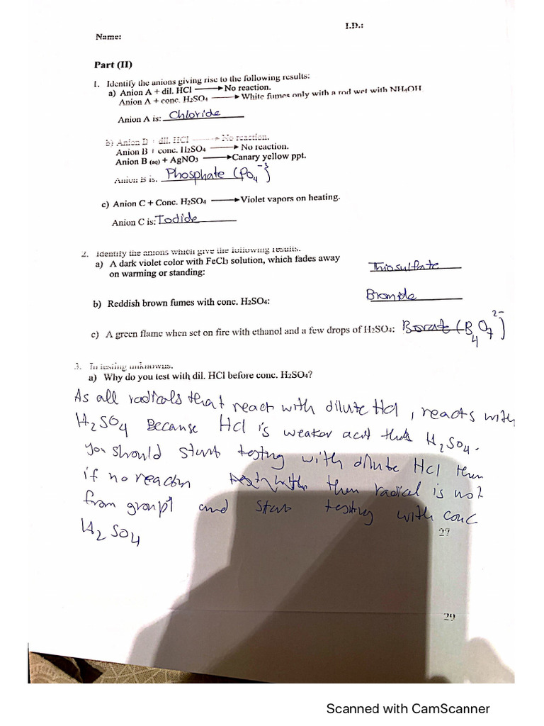 Acid Radicals Assignment Final | PDF