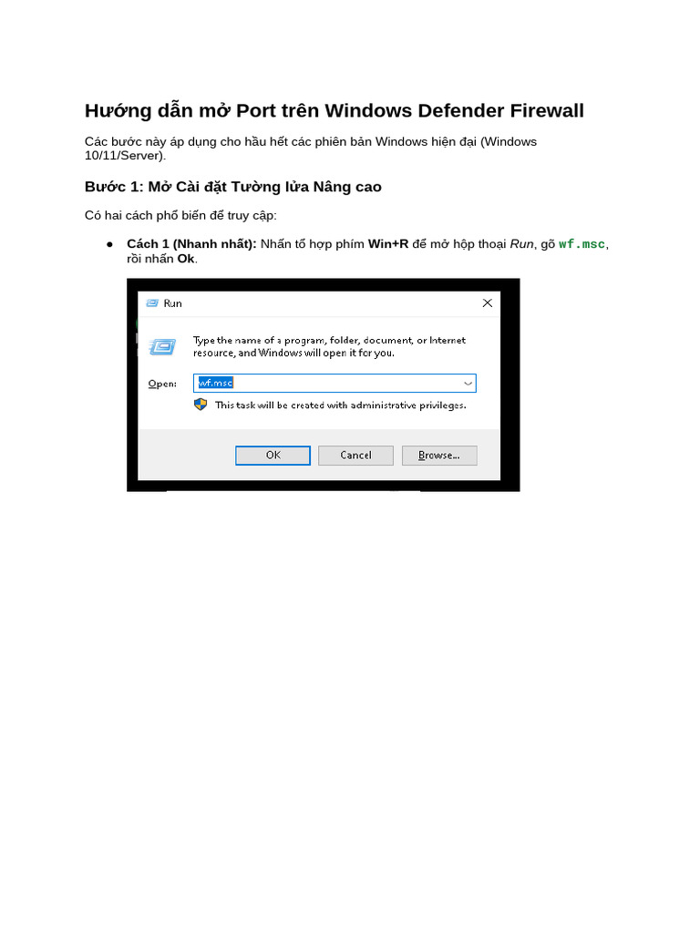 Hướng Dẫn Mở Port Trên Windows Defender Firewall | PDF