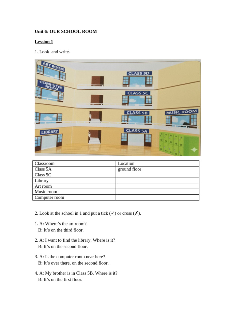 School Room Layout and Directions | PDF