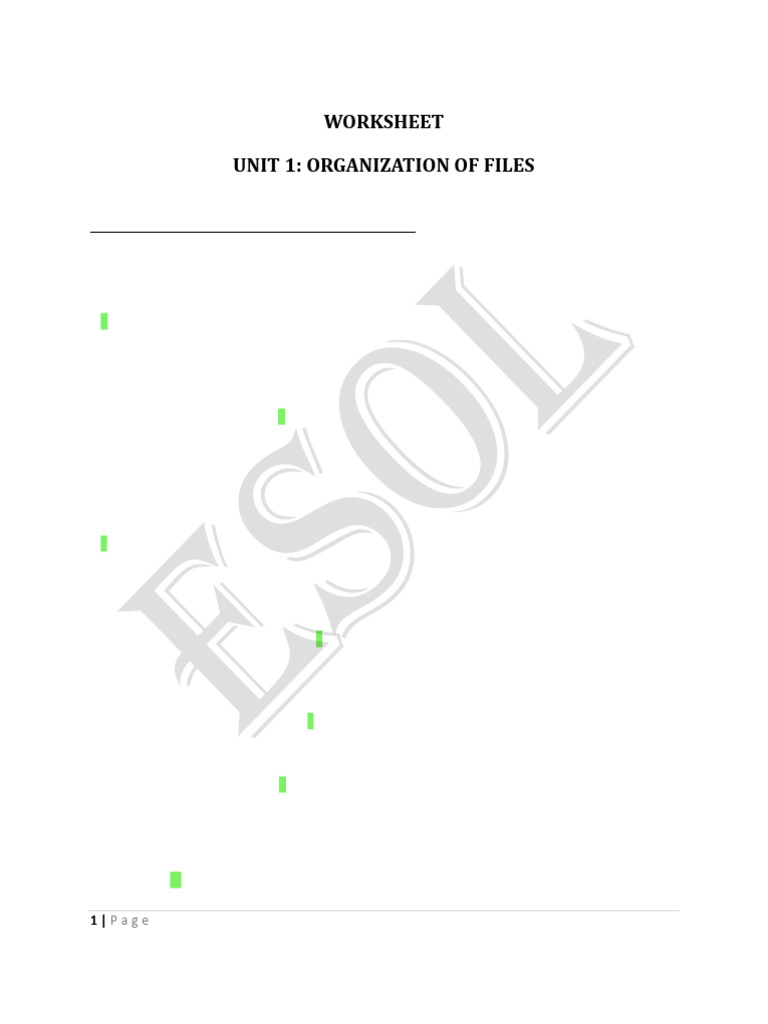 File Organization Basics Worksheet | PDF | Computer File | System Software