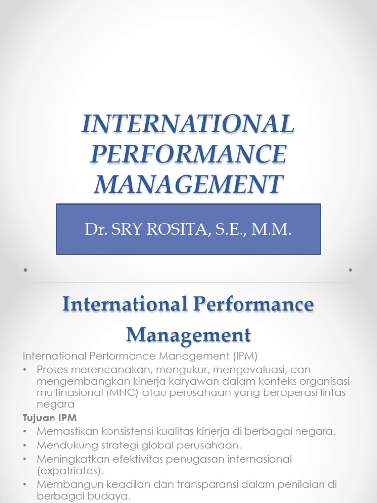 International Performance Management | PDF