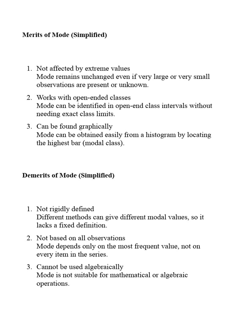 Pros and Cons of Mode in Statistics | PDF