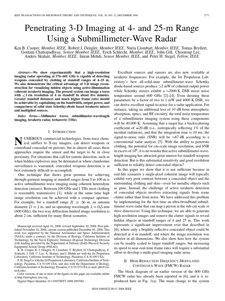 3D Submillimeter-Wave Radar Imaging | PDF | Terahertz Radiation | Radar
