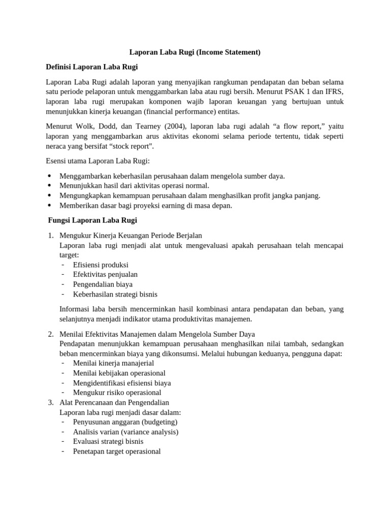 Panduan Laporan Laba Rugi Lengkap | PDF