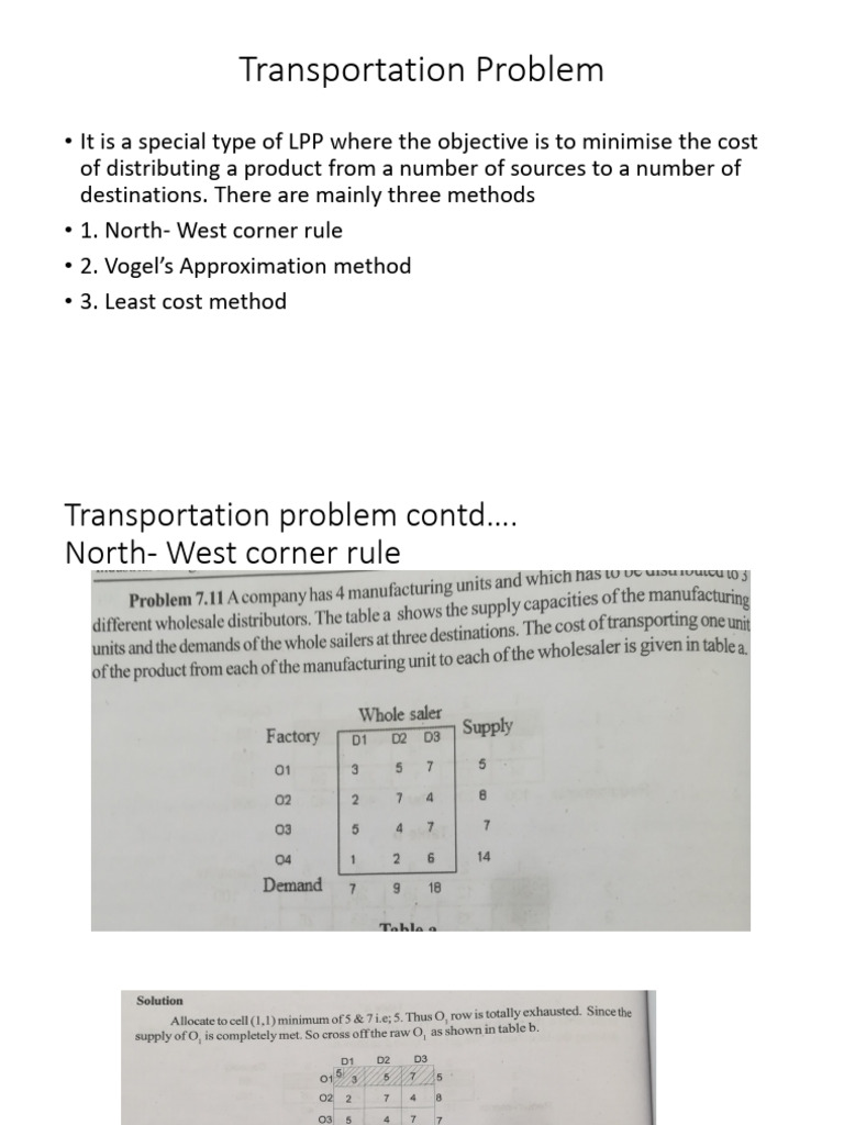 Solving Transportation Problems in LPP | PDF