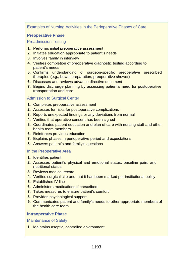 Nursing Roles in Perioperative Care | PDF | Surgery | Perioperative