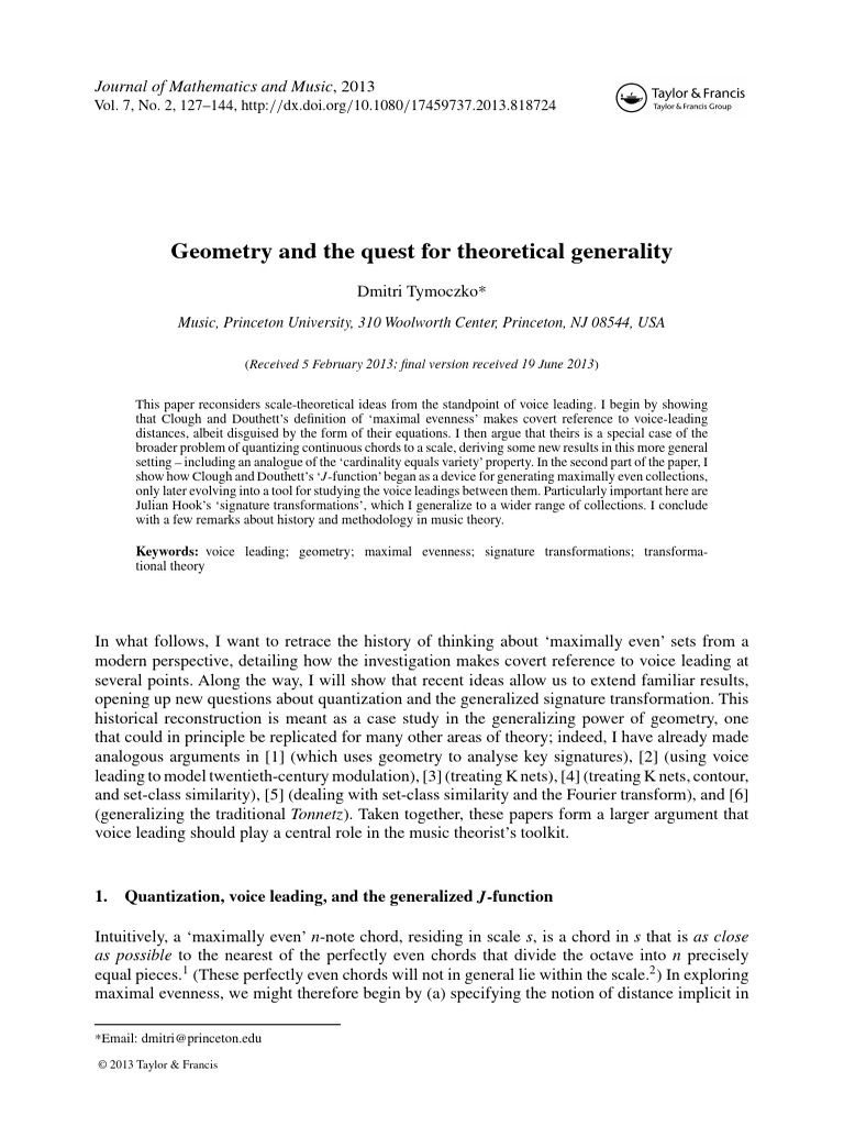 Geometry and the quest for theoretical generality | PDF | Scale (Music ...