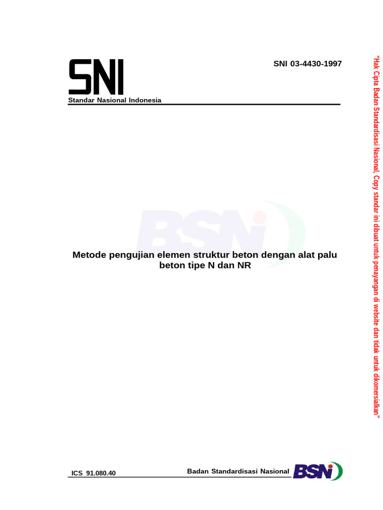 Metode Uji Struktur Beton SNI 03-4430 | PDF