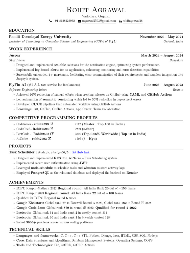 Rohit Agrawal: Software Engineer Profile | PDF