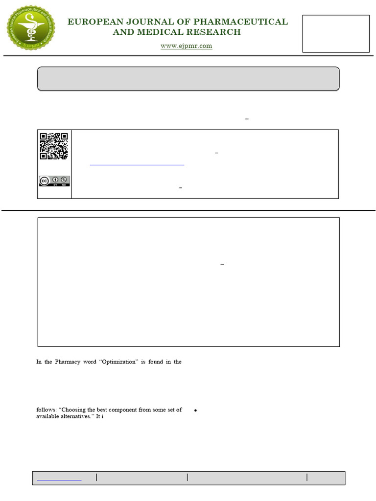 Optimization Techniques in Pharma Development | PDF | Mathematical ...
