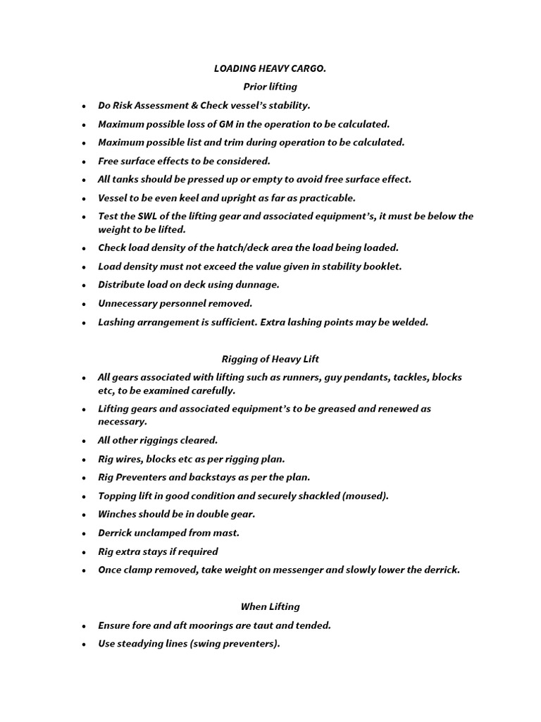 Heavy Cargo Loading Procedures Guide | PDF