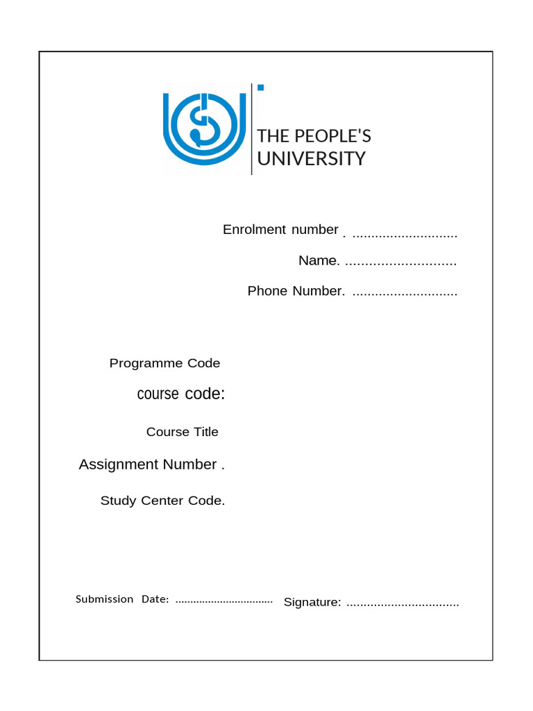 People's University Assignment Form | PDF