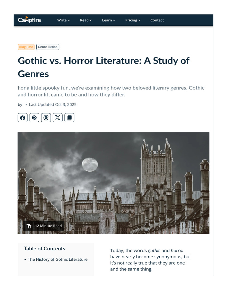 Gothic vs. Horror Literature - A Study of Genres | PDF | Gothic Fiction ...