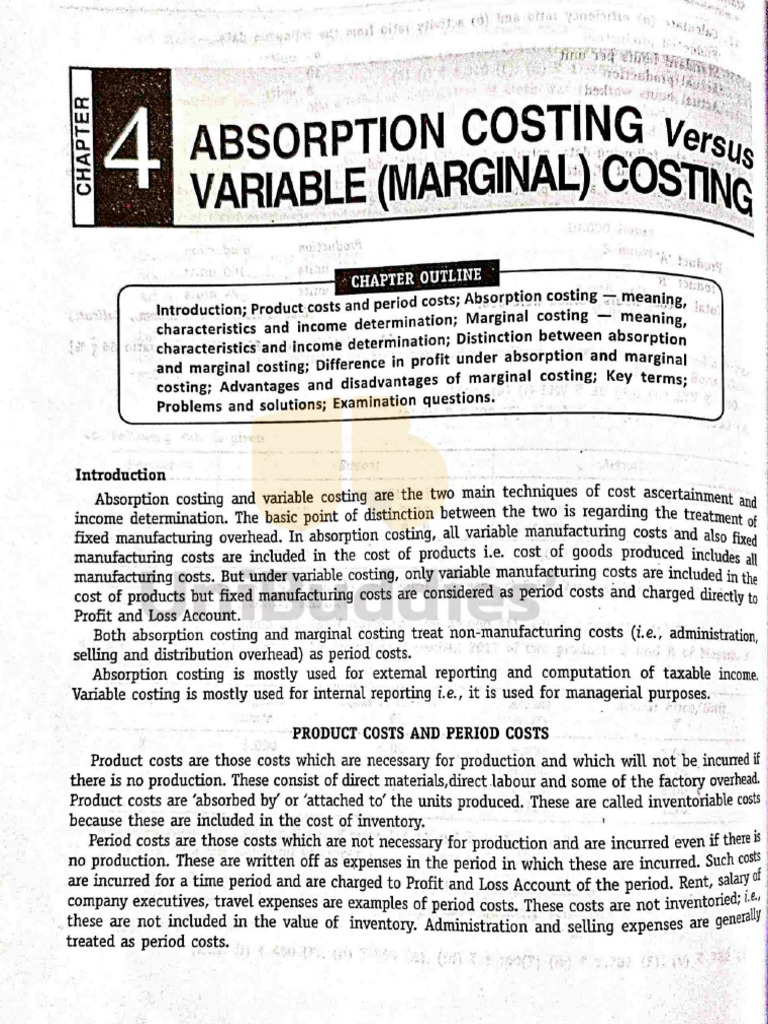 Marginal & Absorption Costing | PDF
