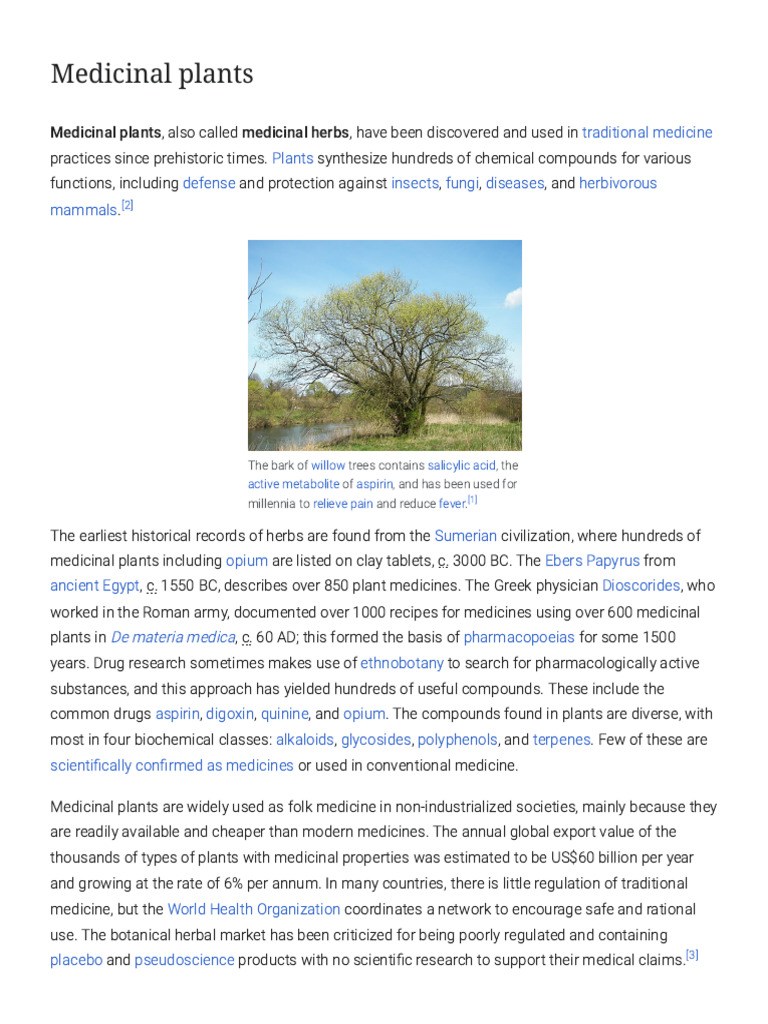 History of Medicinal Plants Usage | PDF | Medicinal Plants