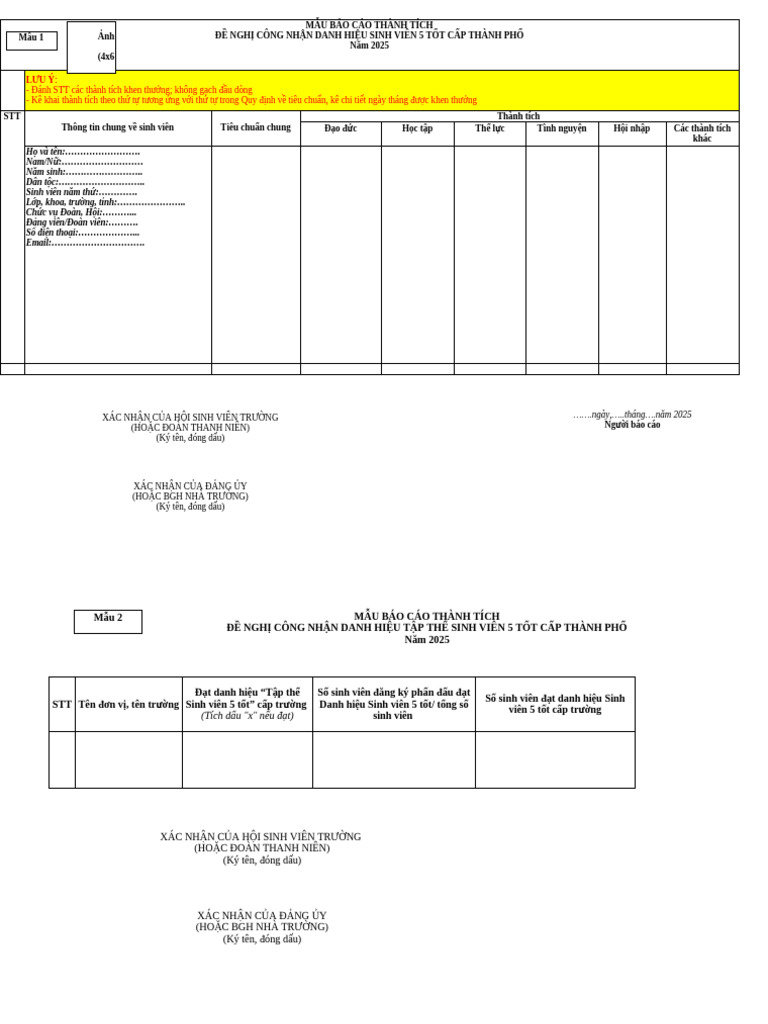 Mau Bao Cao SV5T Cap TP 2024 2025 | PDF