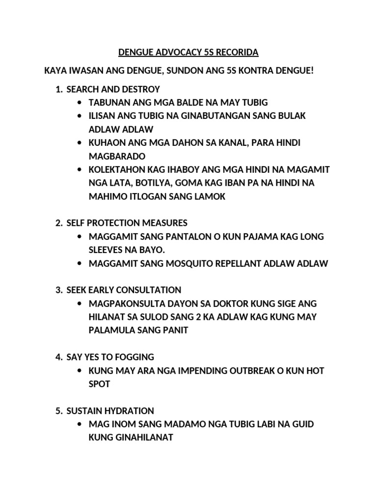 Dengue Advocacy 5s Recorida Script | PDF