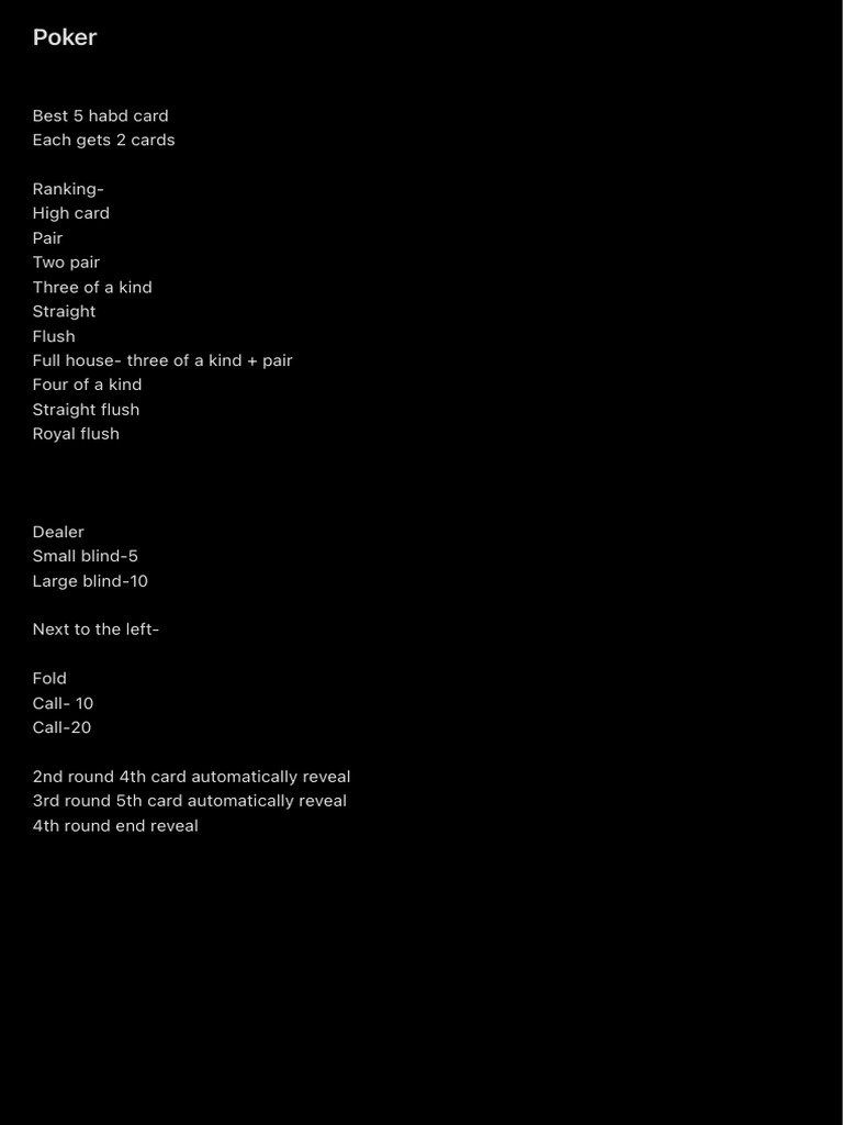 Poker Hand Rankings and Rules Guide | PDF