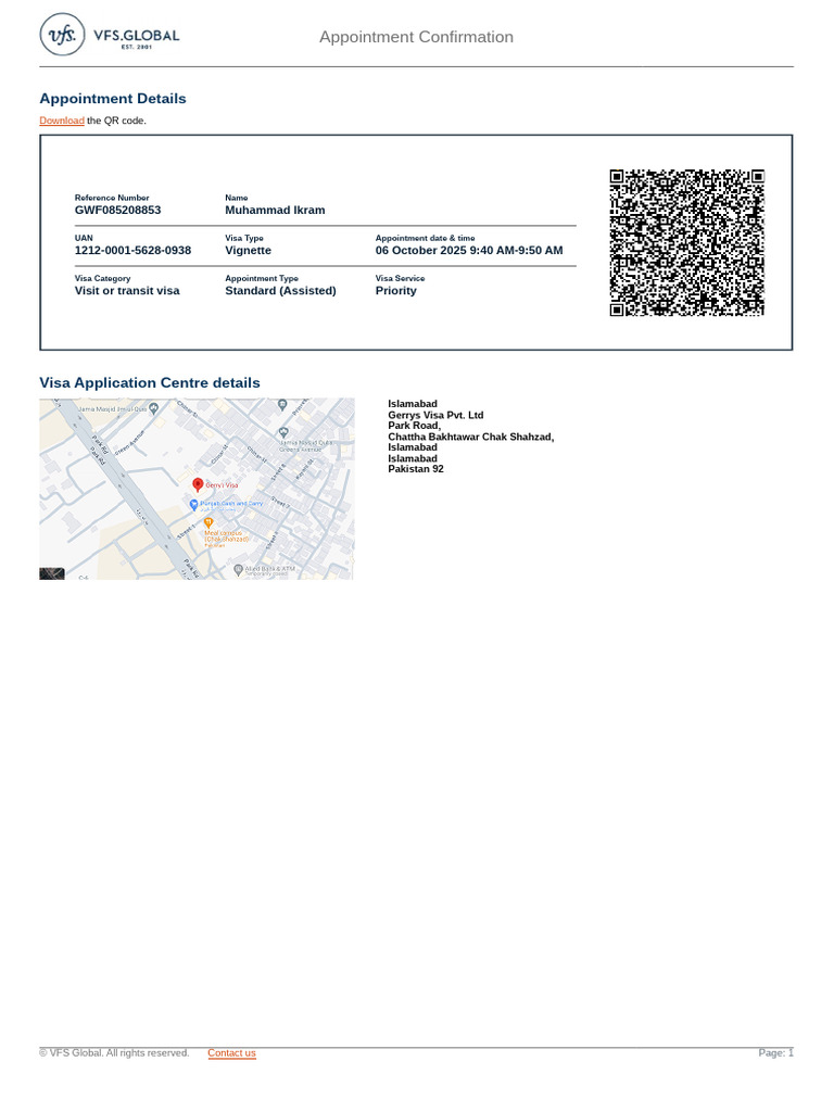 Appointment Confirmation for Visa Application | PDF | Government And ...