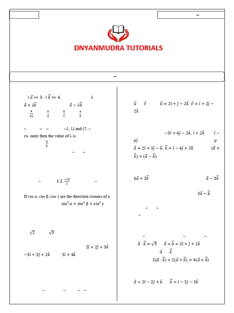 Vector Mathematics Exam Questions | PDF | Triangle | Area