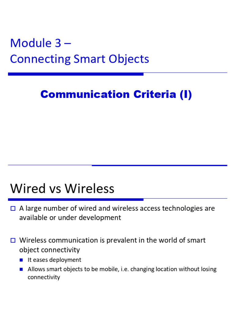 Smart Object Connectivity: Wired vs Wireless | PDF | Wireless | Radio