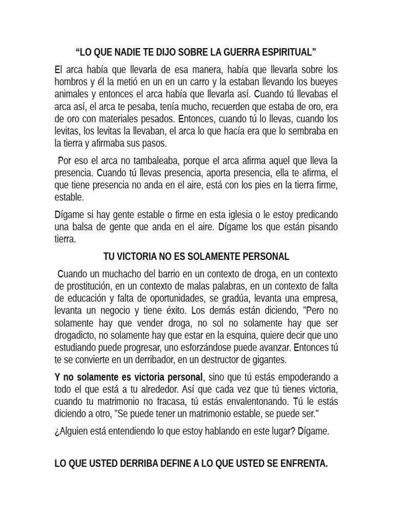 Lo Que Nadie Te Dijo Sobre La Guerra Espiritual | PDF | David | Arca de ...