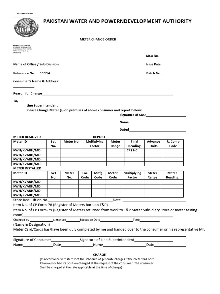 Meter Change Order for Consumer Services | PDF | Electric Power | Power ...
