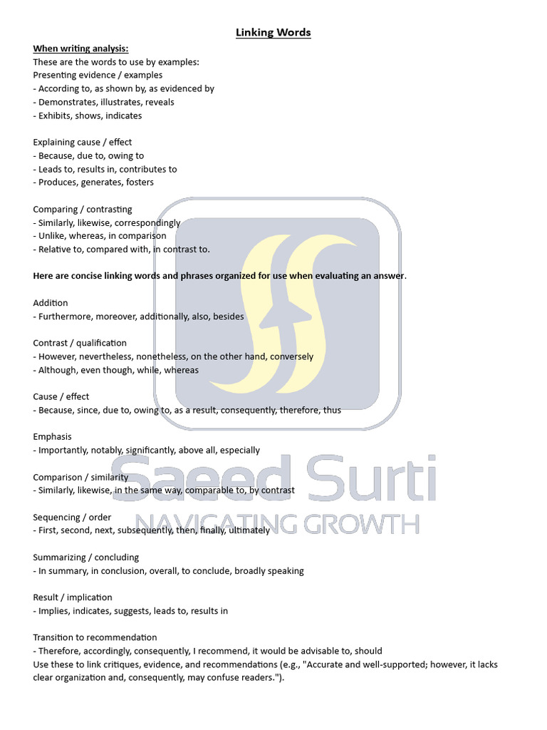 Linking Words | PDF