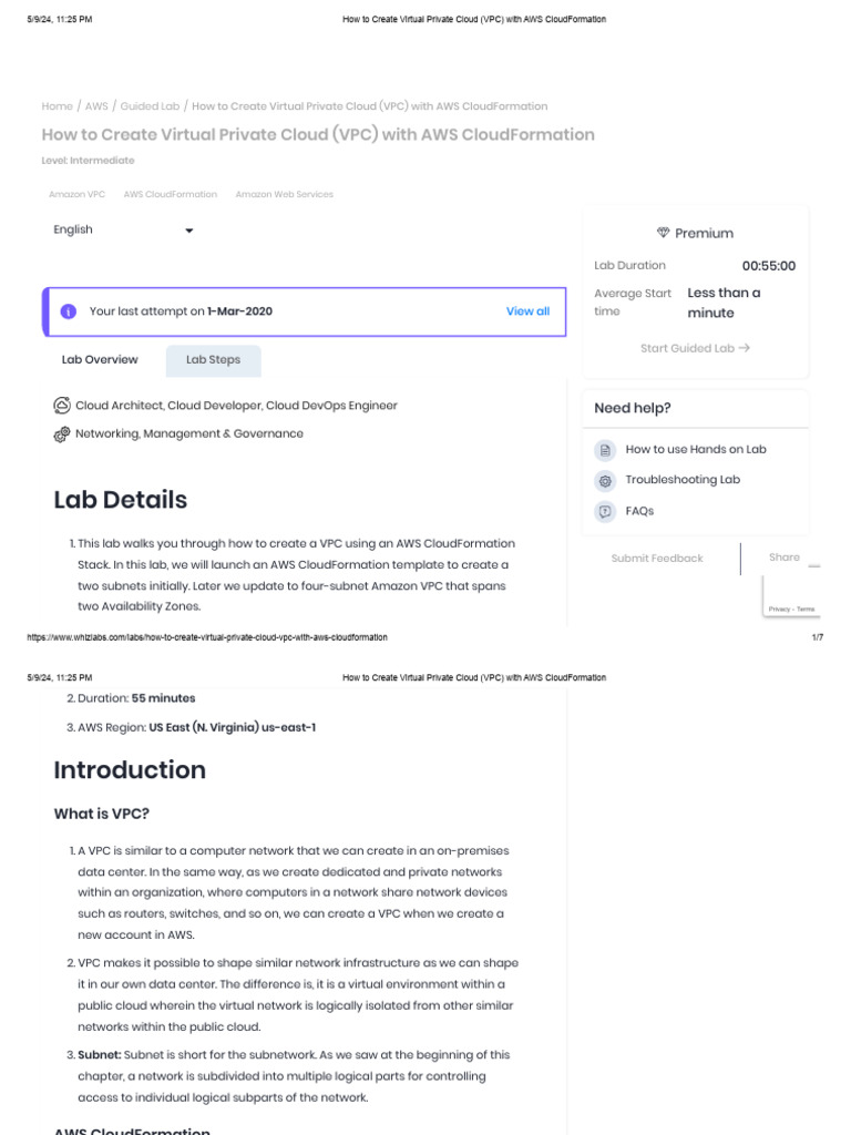 How to Create Virtual Private Cloud (VPC) With AWS CloudFormation | PDF ...