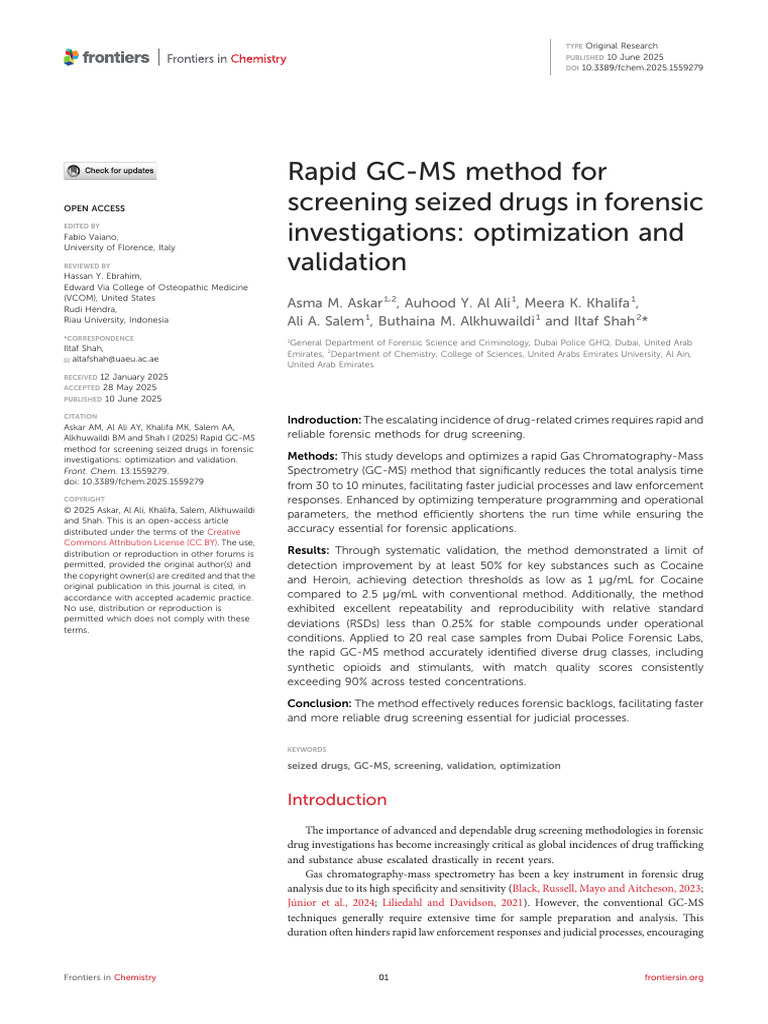 Rapid GC-MS Drug Screening Method | PDF | Gas Chromatography–Mass ...