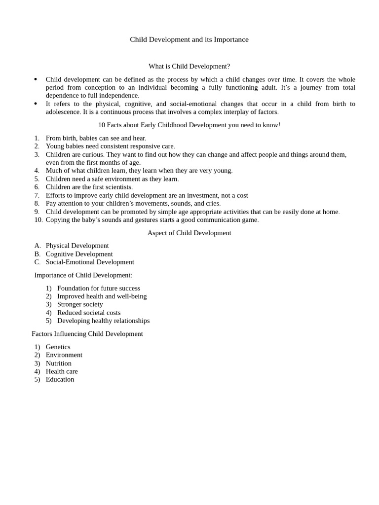 Child Development and Its Importance | PDF