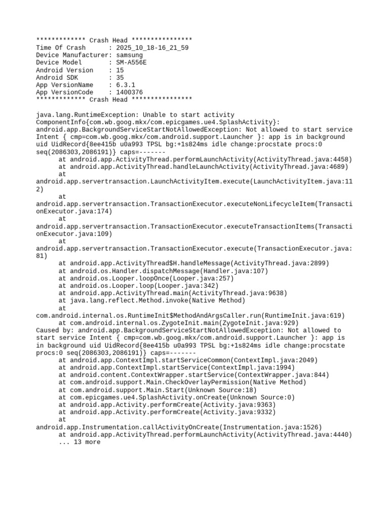 Android Crash: Background Service Error | PDF | Android (Operating ...