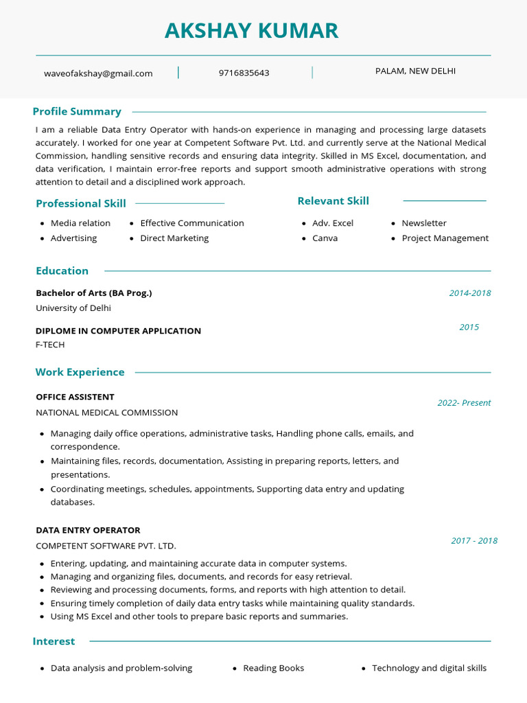 Akshay Kumar CV Update | PDF
