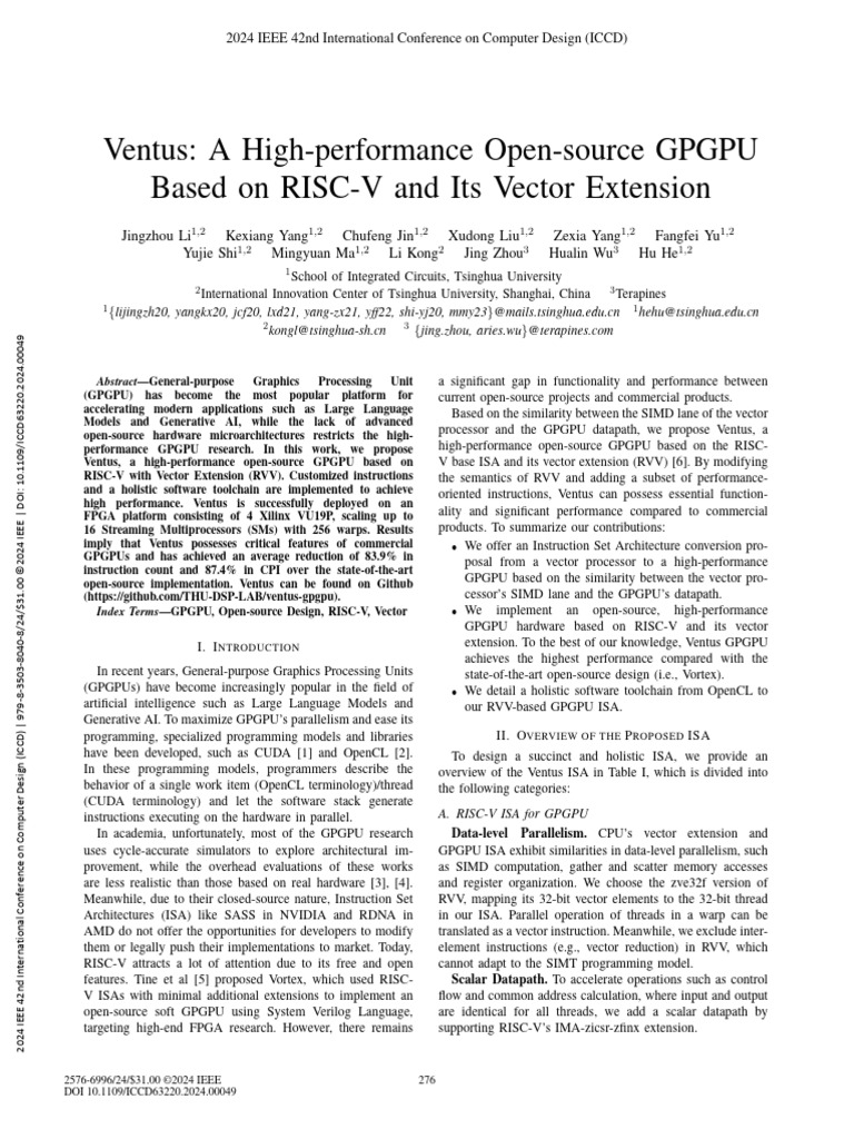 Ventus: Open-source GPGPU on RISC-V | PDF | Parallel Computing | Cpu Cache
