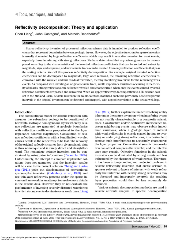 Reflectivity Decomposition Theory and Application | PDF | Wavelet ...