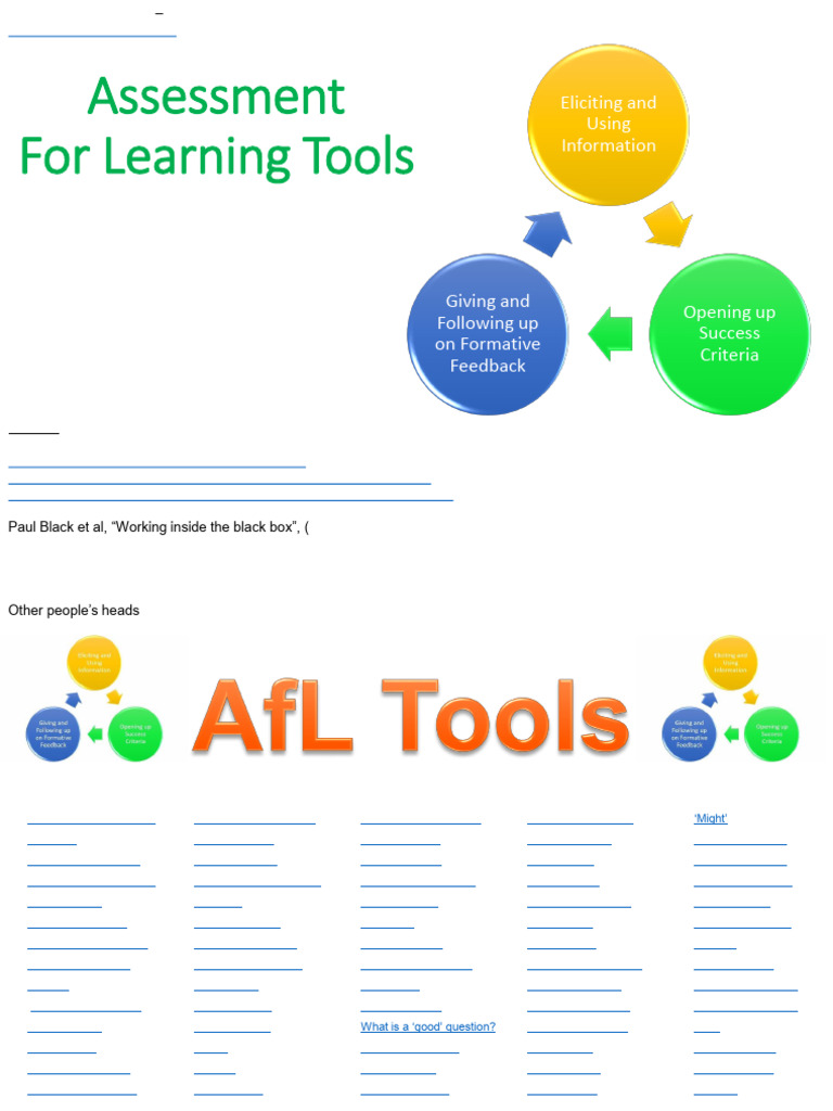 Assessment for Learning Toolkit V1 MfGZlZQ | PDF | Thought | Teachers