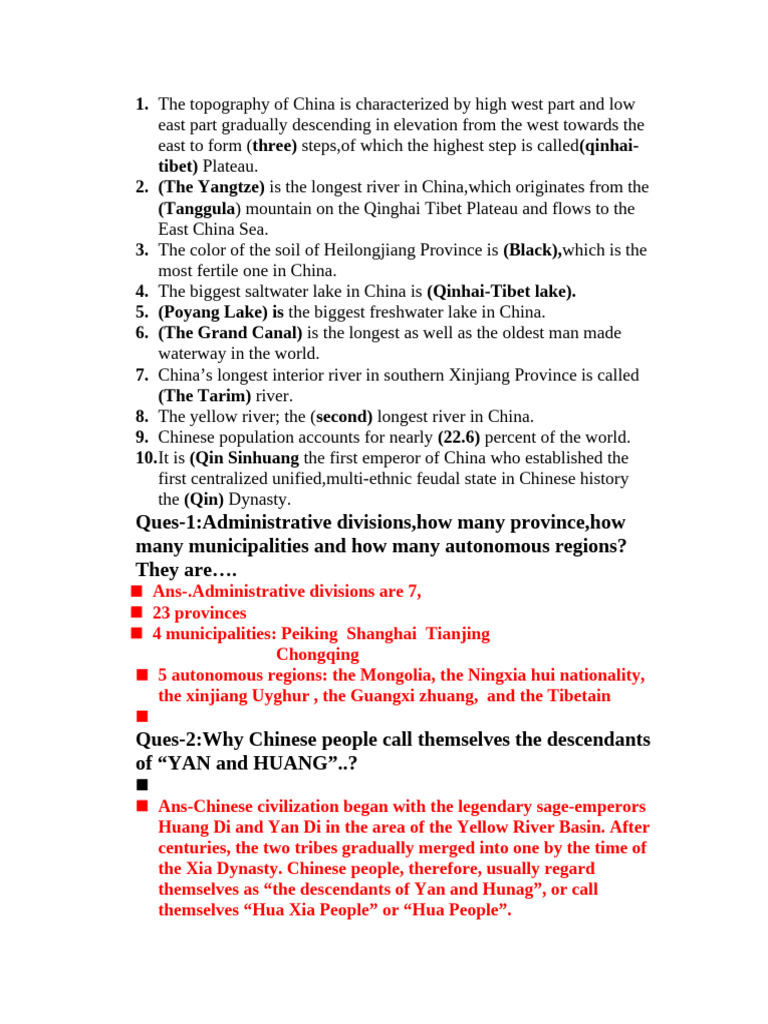 Overview of China's Geography and Culture | PDF | East Asia | China