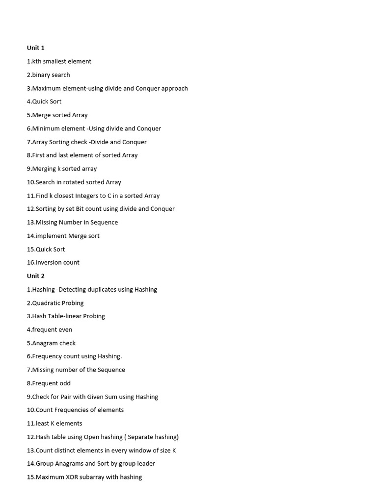 ADS CS302B Unit Wise Question Bank | PDF