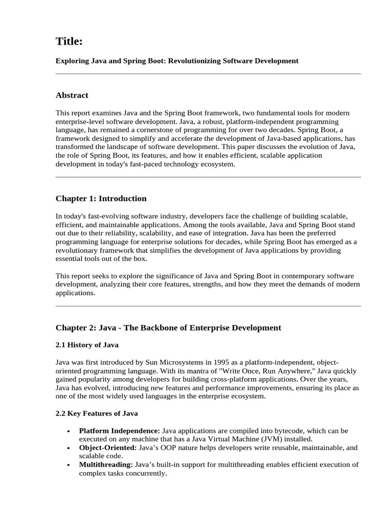 Java & Spring Boot in Software Development | PDF | Java (Programming ...