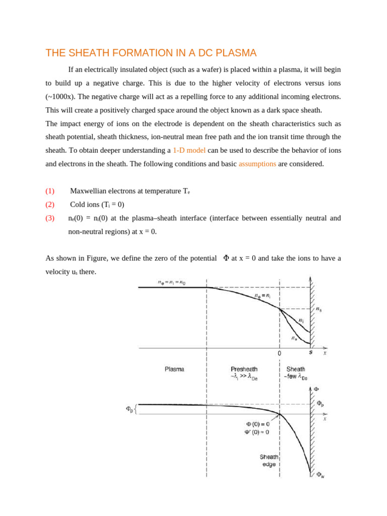 DC Plasma Sheath Formation Explained | PDF | Plasma (Physics ...