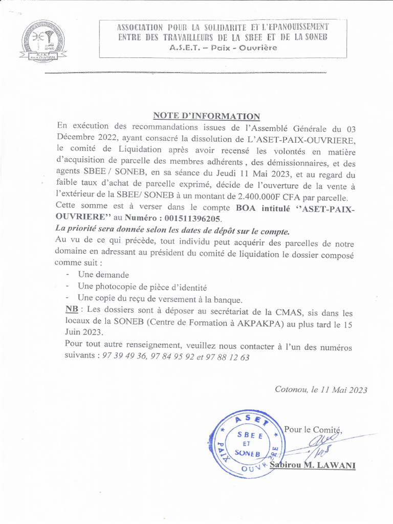 Note D'information | PDF