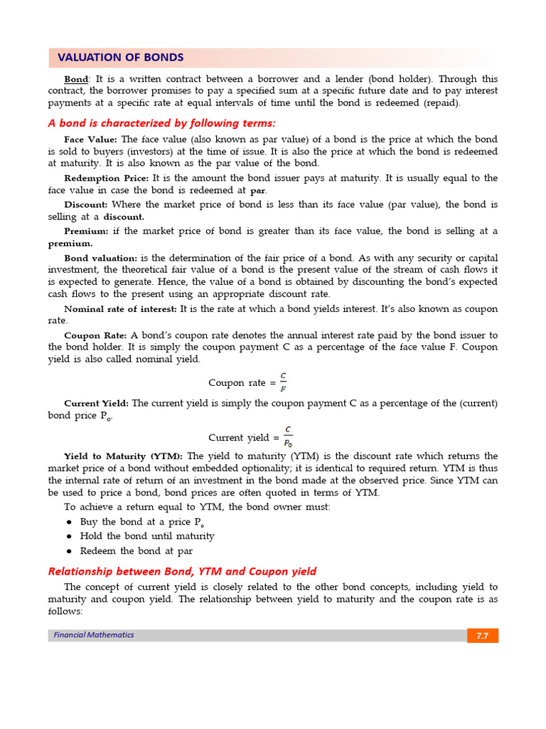 Valuation of Bond _Financial_Mathematics | PDF | Bonds (Finance ...