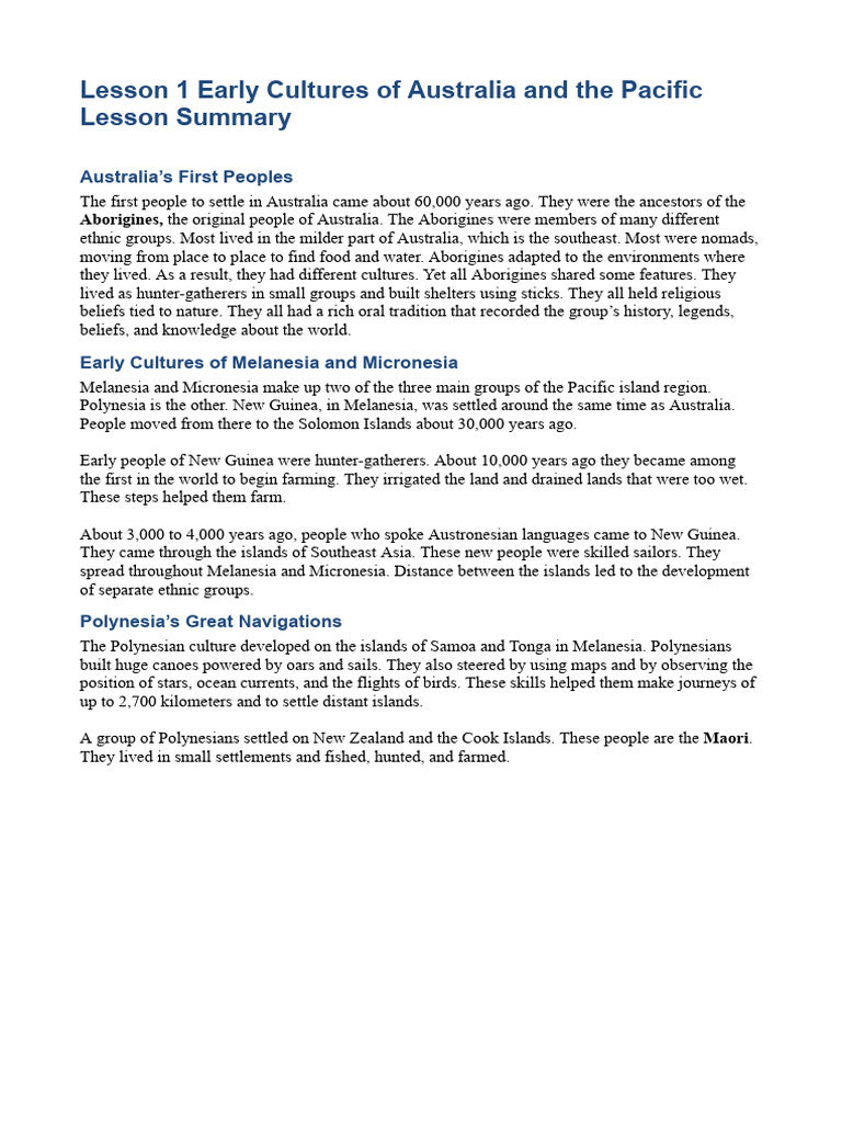 Early Cultures of Australia & Pacific Islands | PDF | Antarctica ...
