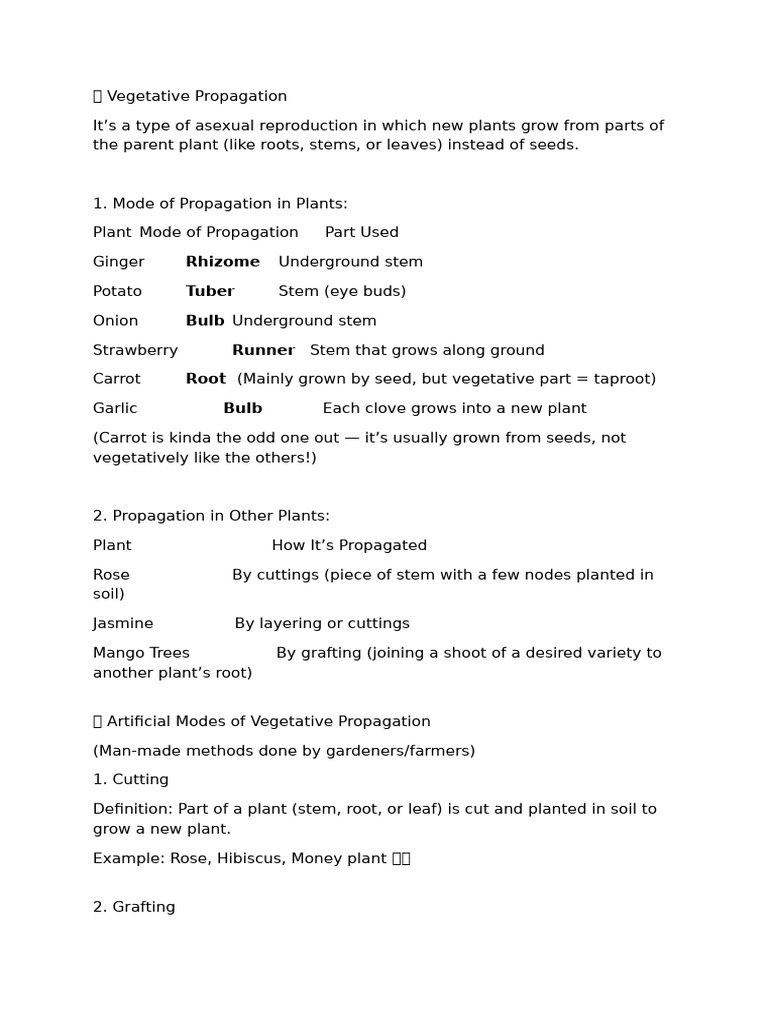 Vegetative Propagation Methods Explained | PDF